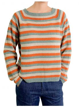 Maglione a righe fine girocollo